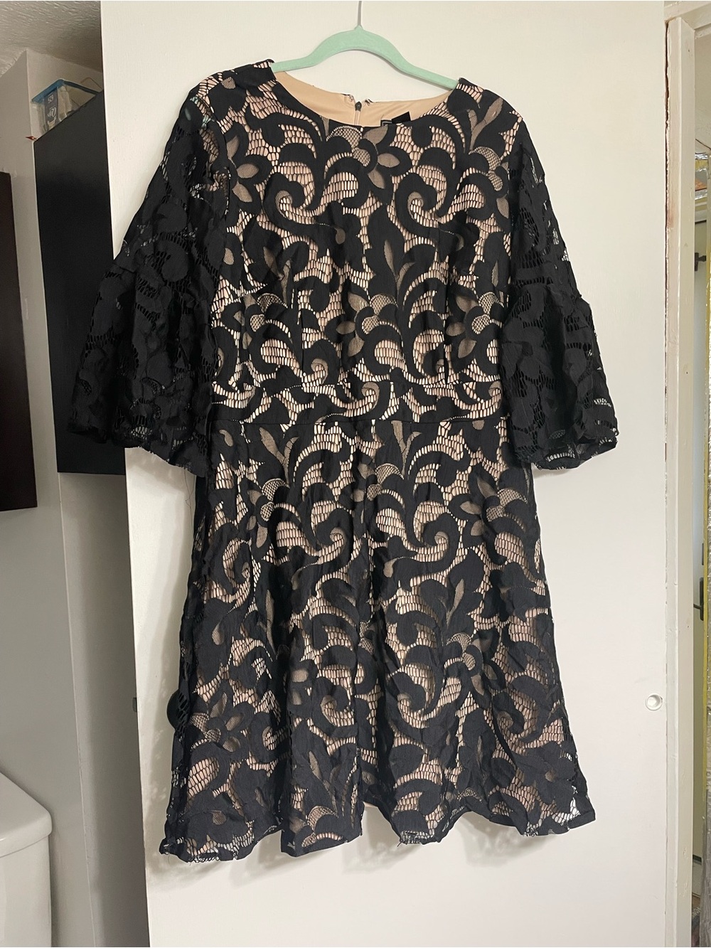 Jessica Howard Black Lace Dress with Nude Lining